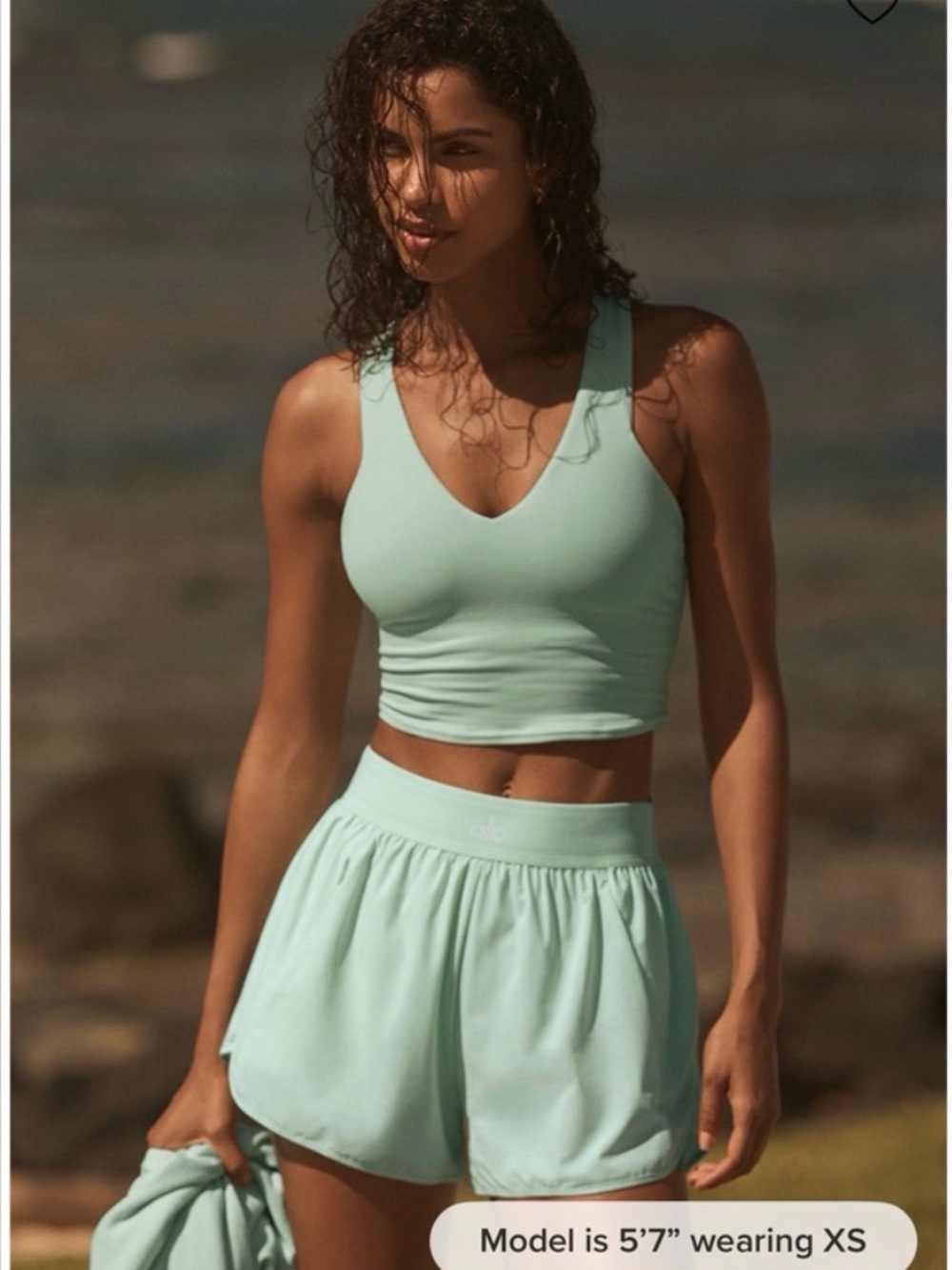 ALO Mint Green Cropped Shorts